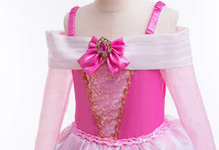 Magical Aurora Pink Princess Long Sleeve Party Dress Costume - Fox Baby & Co