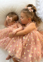 Load image into Gallery viewer, 1st Birthday Kids little girl Arabella Daisy Tulle Dress - Pink/Yellow - Fox Baby &amp; Co
