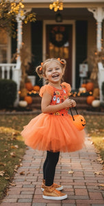 Halloween Ballerina Shimmer Tulle Tutu Leotard - Pumpkin(pre order) - Fox Baby & Co