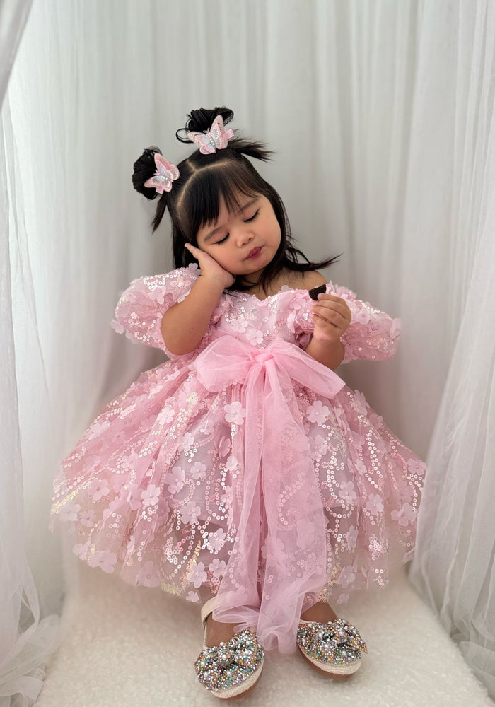 Kids girls Tea Party Sparkle Tulle Dress - Blush Pink - Fox Baby & Co