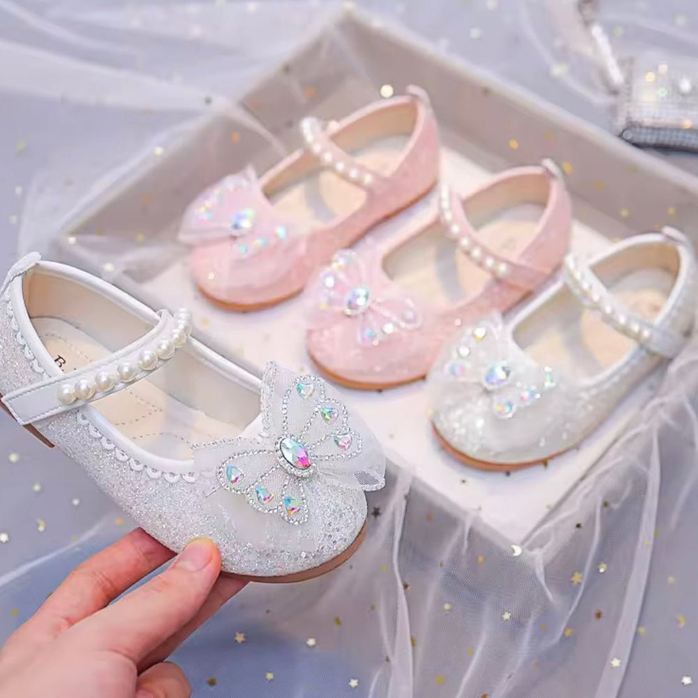 New Butterfly Sparkle Pearl Princess Birthday Girl Mary Jane Shoe (pre order) - Fox Baby & Co