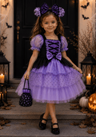 Load image into Gallery viewer, Witch Halloween Dress Costume, Headband &amp; Bag - Purple - Fox Baby &amp; Co

