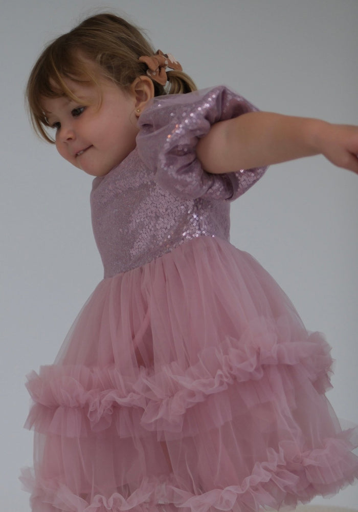 Kid little girl Fairyland Birthday Tulle Dress - Dusty Rose - Fox Baby & Co