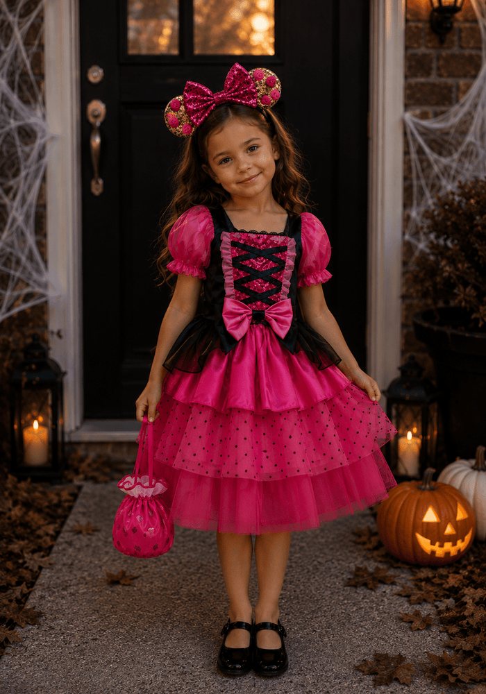 Witch Halloween Dress Costume, Headband & Bag - Pink - Fox Baby & Co