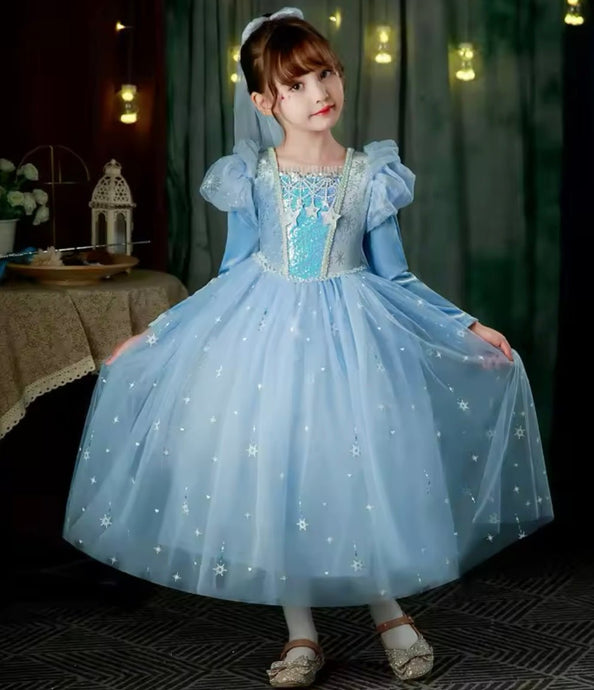 Snow Elsa Princess Birthday Long Sleeve Party Dress Costume - Fox Baby & Co