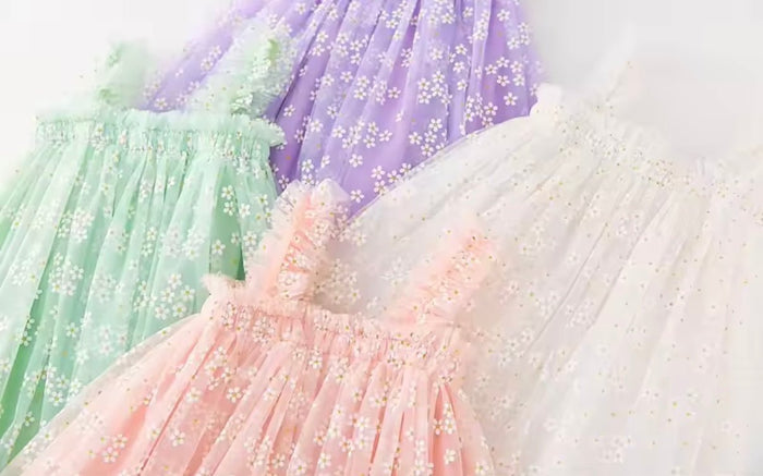 1st Birthday Kids little girls Arabella Daisy Tulle Dress - Mint (pre order) - Fox Baby & Co