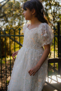 Kids girls Tea Party Sparkle Tulle Dress - White