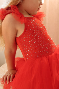 Luxe Ballerina Christmas Sparkle Tulle Tutu Leotard - Red - Fox Baby & Co