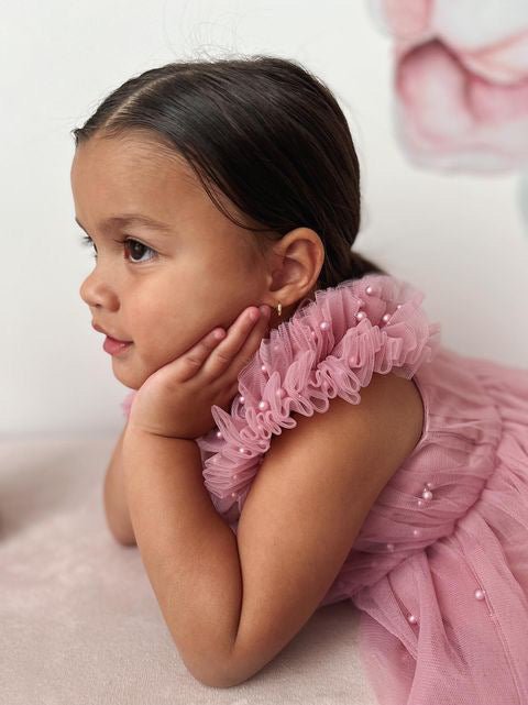 Kids little girls Valencia Pearl Luxe Party Dress - Dusty Rose (pre order) - Fox Baby & Co