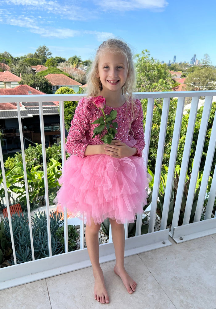 Pink Winter Wonderland Frill Tutu Long Sleeve Dress - Fox Baby & Co