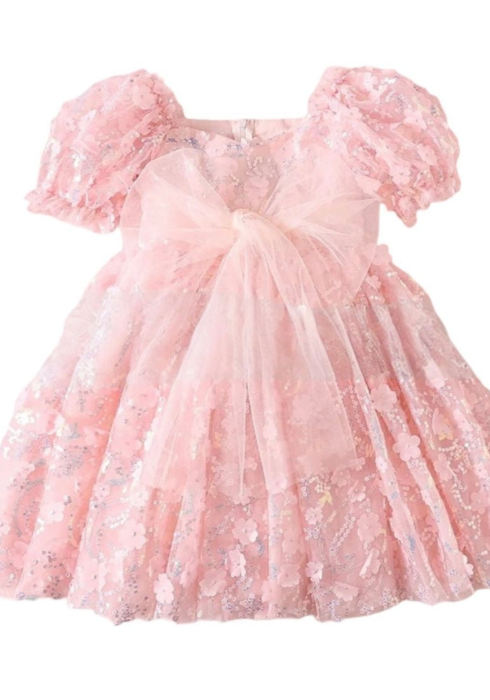 Kids girls Tea Party Sparkle Tulle Dress - Blush Pink - Fox Baby & Co