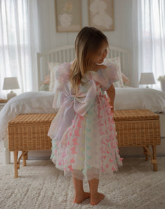 Bella Butterfly Flower Girl Kids Puff Sleeve Luxe Party Dress - Rainbow - Fox Baby & Co