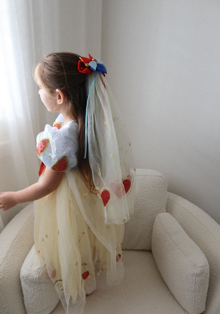 Luxe Snow White Princess Sparkle Party Dress Costume & Tulle Clip - Fox Baby & Co