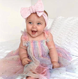 Kids little girls Arabella Tulle Fairy Birthday Dress - Rainbow Pink - Fox Baby & Co