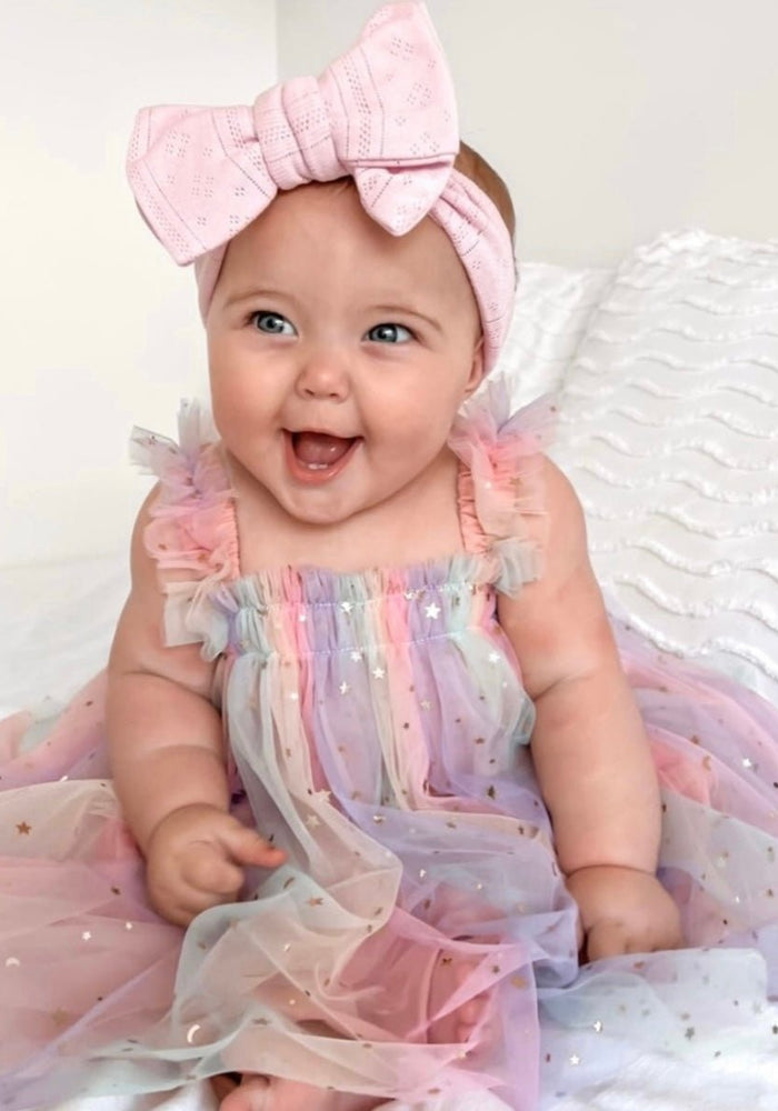Kids little girls Arabella Tulle Fairy Birthday Dress - Rainbow Pink - Fox Baby & Co