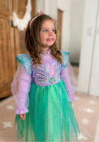 Load image into Gallery viewer, Mermaid Princess Birthday Long Sleeve Party Dress Costume
