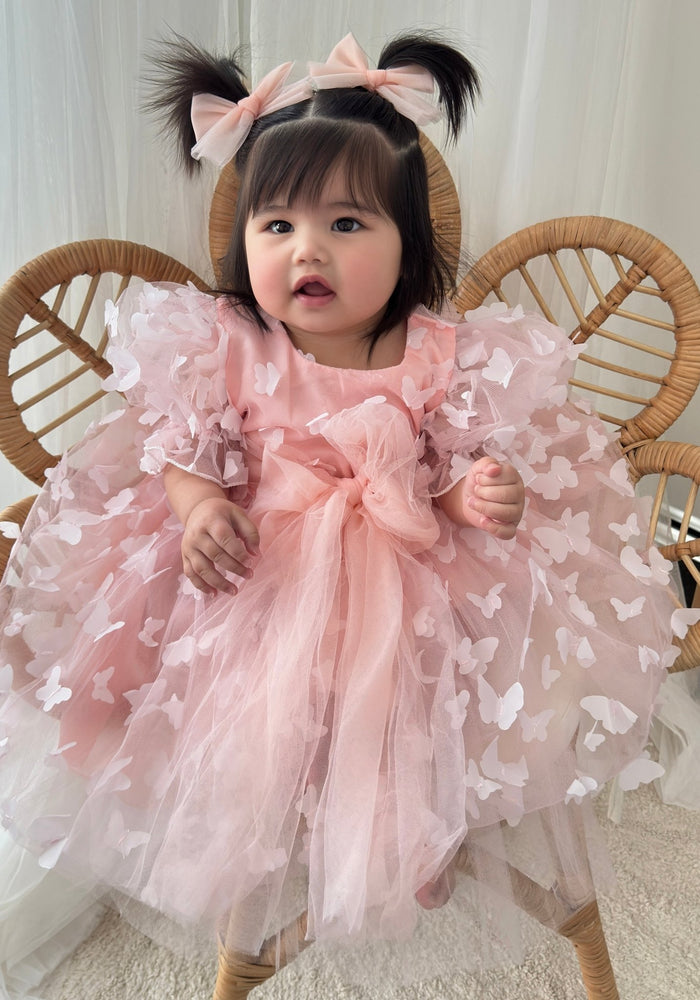 Kids girls Annabella Butterfly Luxe Tulle Dress - Baby Pink - Fox Baby & Co