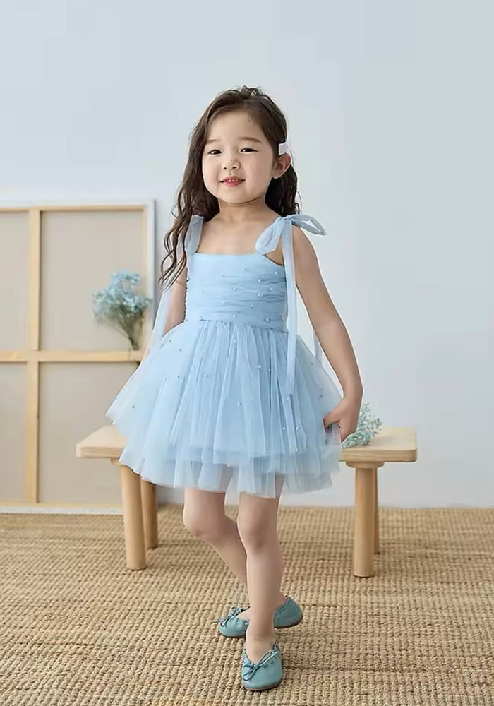 Kids little girls Ballerina Pearl Dress - Blue (limited edition) - Fox Baby & Co