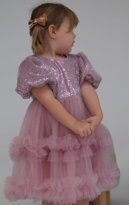 Kid little girl Fairyland Birthday Tulle Dress - Dusty Rose - Fox Baby & Co