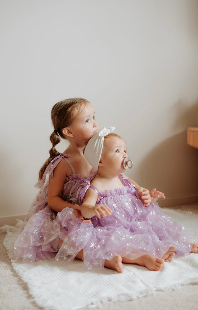 Sparkle Snow Princess Kids little Girls Tulle Dress - Purple - Fox Baby & Co