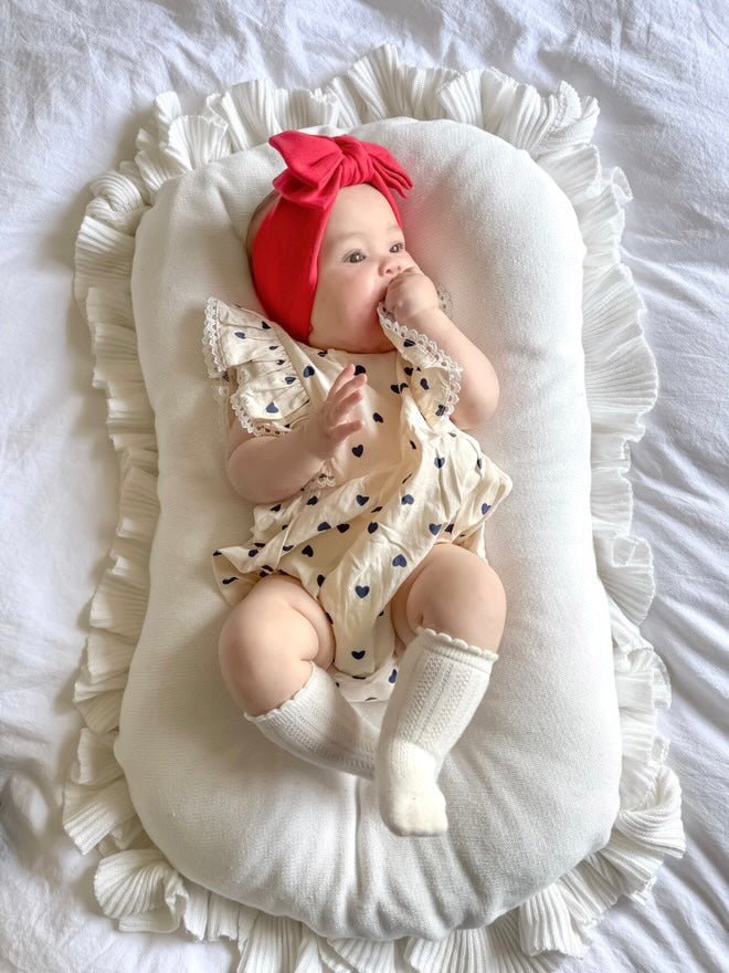 Baby Girls French Heart Luxe Romper - Black/Ivory (pre order) - Fox Baby & Co