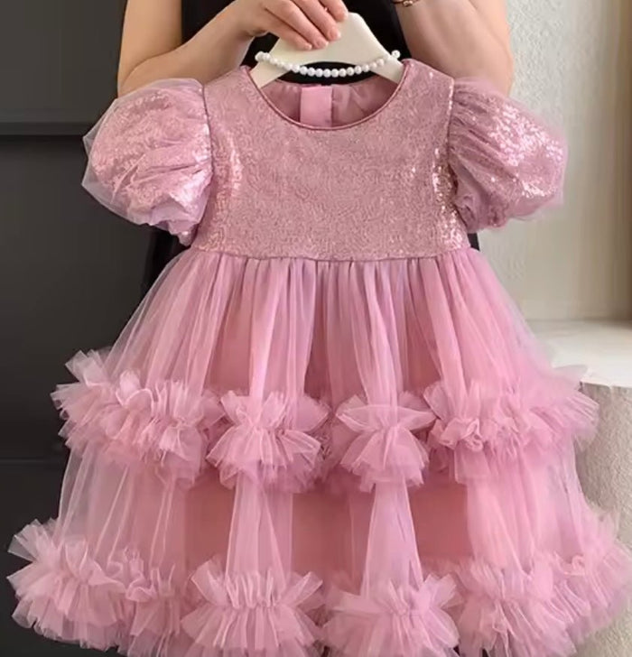 Kid little girl Fairyland Birthday Tulle Dress - Dusty Rose - Fox Baby & Co