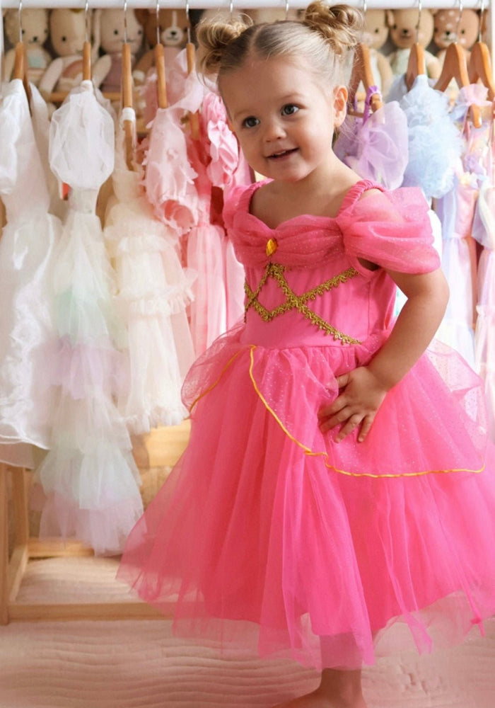 Pink Aurora Princess Luxe Birthday Party Dress Costume & Jewellery Set - Fox Baby & Co