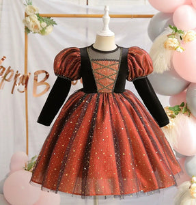 Witch Halloween Long Sleeve Long Sleeve Dress Costume with bag - Orange - Fox Baby & Co
