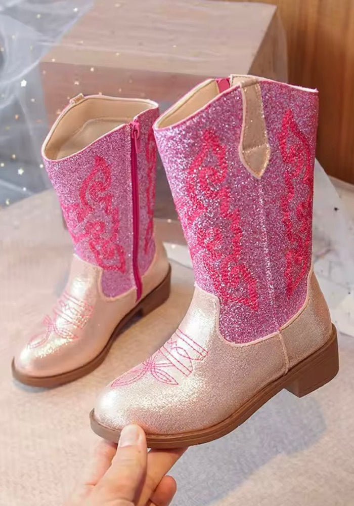 Sparkle Princess K - pop Cowgirl Boots – Pink/Rose Gold - Fox Baby & Co