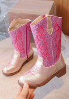 Load image into Gallery viewer, Sparkle Princess K - pop Cowgirl Boots – Pink/Rose Gold - Fox Baby &amp; Co
