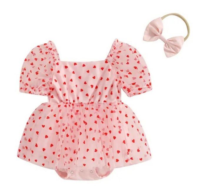 Baby Girls XOXO Tutu Tulle Romper - hearts