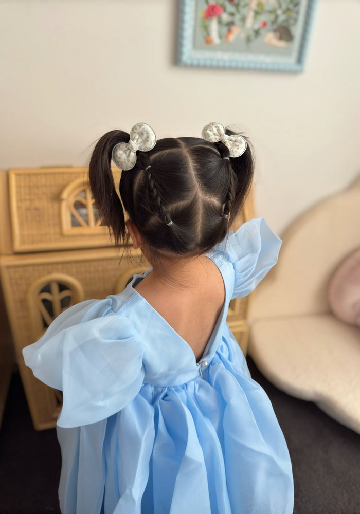 Kids little girls Bonnie Puff Sleeve Dress - Blue (pre order) - Fox Baby & Co