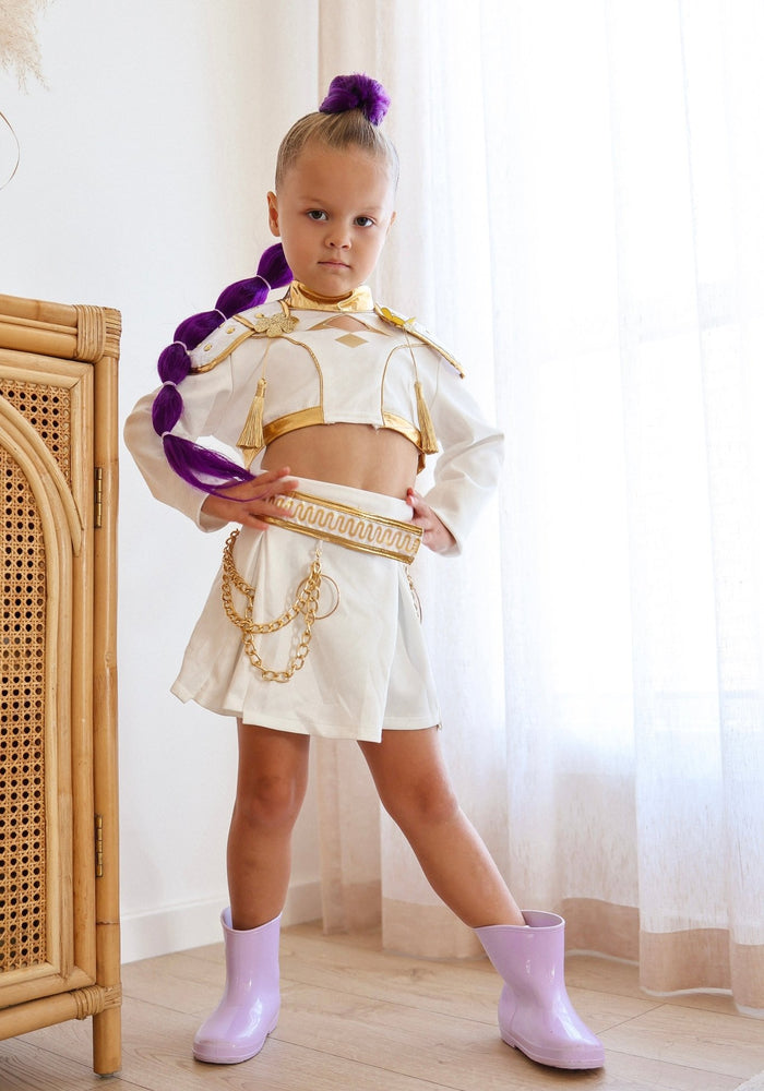 Kids Girls K - POP Inspired Demon Hunter Costume Skirt & Top 2 Piece Set - Fox Baby & Co