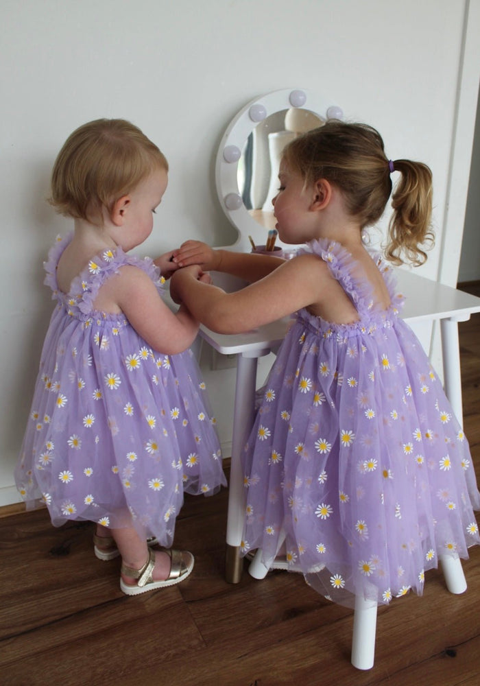 Kids little girl Arabella Daisy Tulle Dress - Purple - Fox Baby & Co