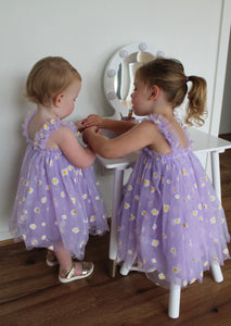 Kids little girl Arabella Daisy Tulle Dress - Purple