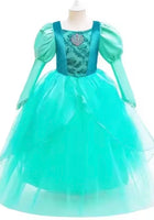 Load image into Gallery viewer, Aqua Pearl Mermaid Princess Long Sleeve Party Dress Costume
