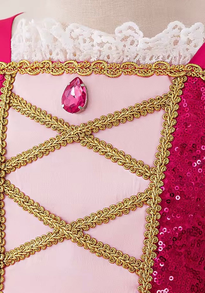 Original Pink Aurora Princess Party Dress Costume & Jewellery Set