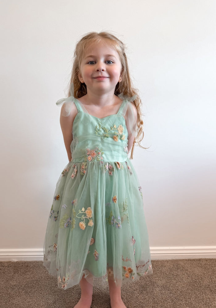 Birthday Tulle Frill Dress - Mint Floral - Fox Baby & Co