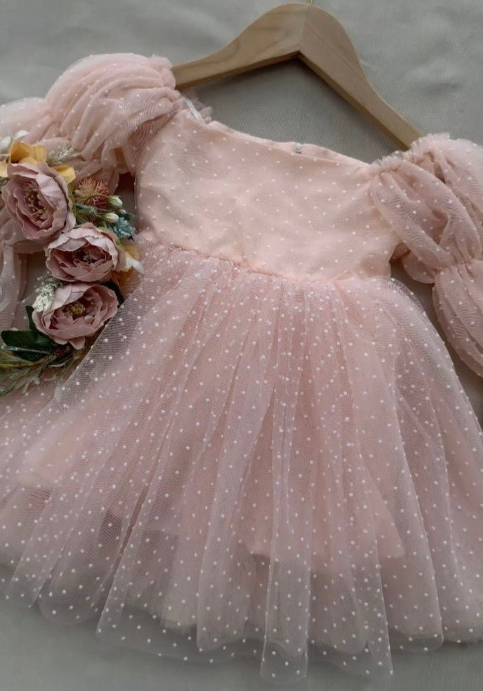 Flowergirl Fairy Wonderland Long Sleeve Luxe Tulle Dress - Pink Dots - Fox Baby & Co