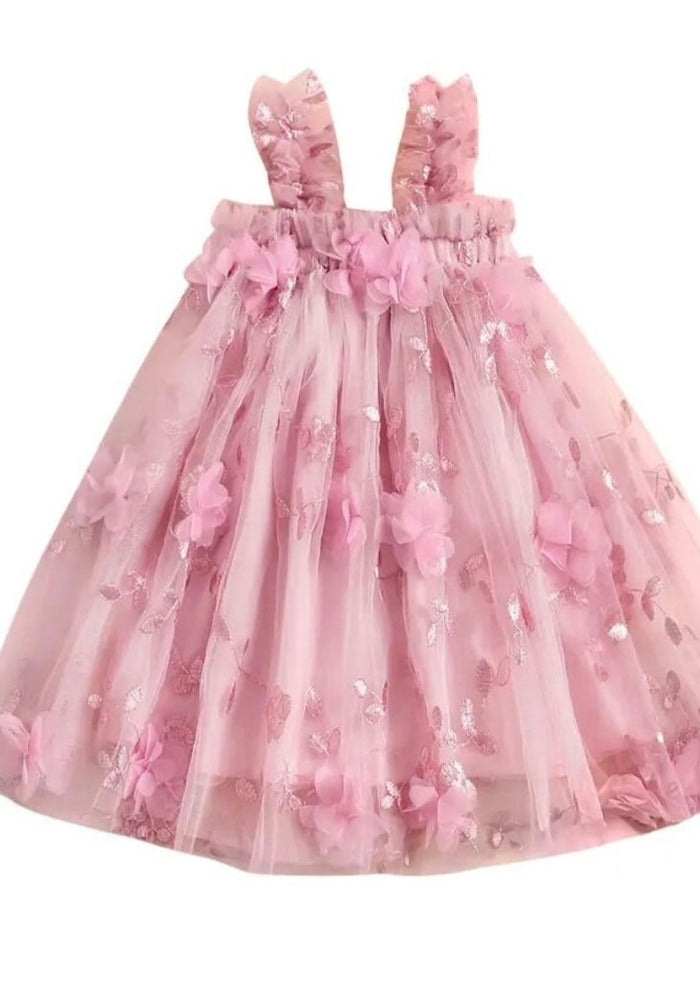 French Floral Fairy Tulle Dress - Musk Pink - Fox Baby & Co