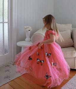 Pink Aurora Butterfly Princess Party Dress Costume