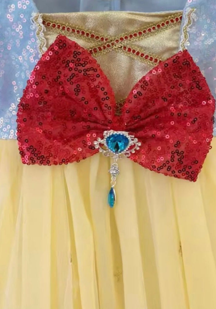 Luxe Snow White Princess Sparkle Party Dress Costume & Tulle Clip - Fox Baby & Co