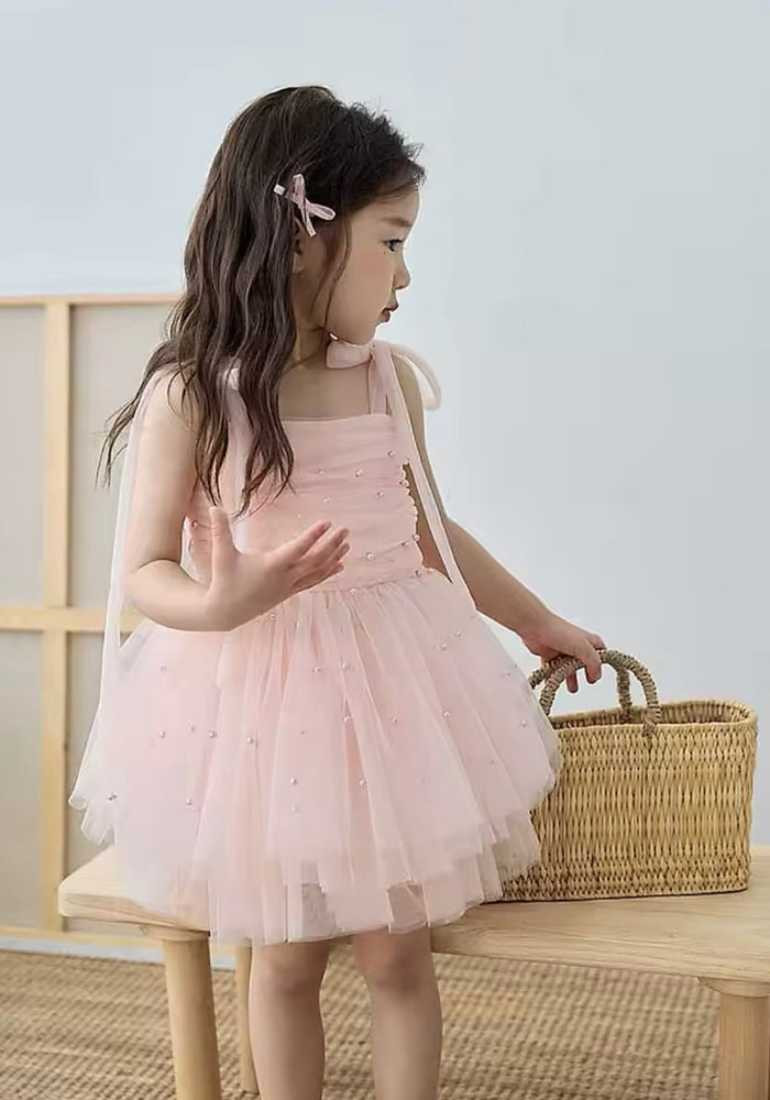Kids little girls Ballerina Pearl Dress - Pink (limited edition) - Fox Baby & Co