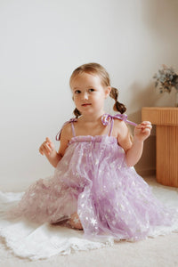 Sparkle Snow Princess Kids little Girls Tulle Dress - Purple - Fox Baby & Co