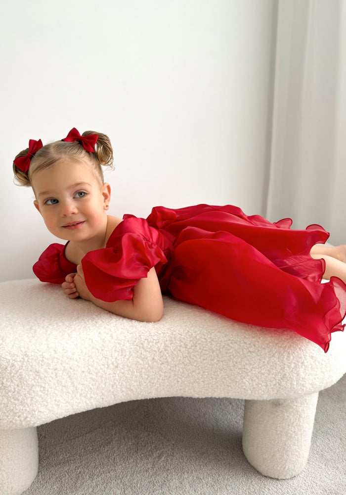 Kids little girls Red Christmas Luxe Dress (pre order) - Fox Baby & Co