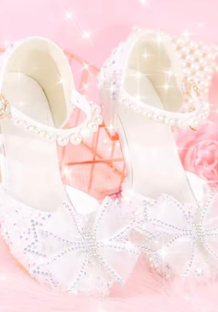 Little Girls Sparkle High Heel Princess Birthday Girl Shoe - White (pre order) - Fox Baby & Co