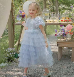Snow Sparkle Blue Frill Princess Party Dress - Fox Baby & Co