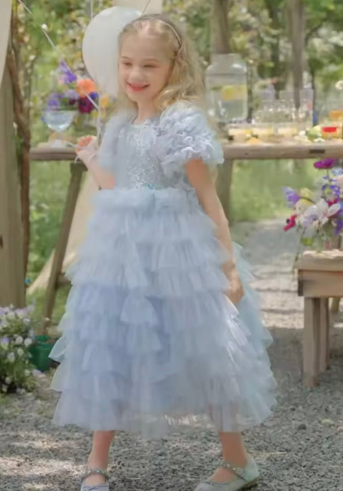 Snow Sparkle Blue Frill Princess Party Dress - Fox Baby & Co