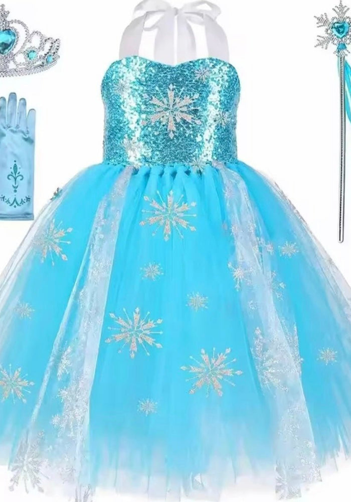 Elsa Snow Princess Tulle Tutu Dress Costume with Jewellery Set - Fox Baby & Co