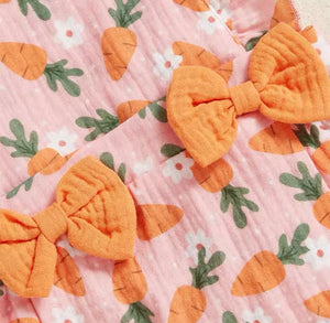 Easter Bunny Carrot Bow Frill Romper & Bow (pre order) - Fox Baby & Co